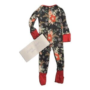 Little Sleepies | Floral Christmas Print | 6-12 months
